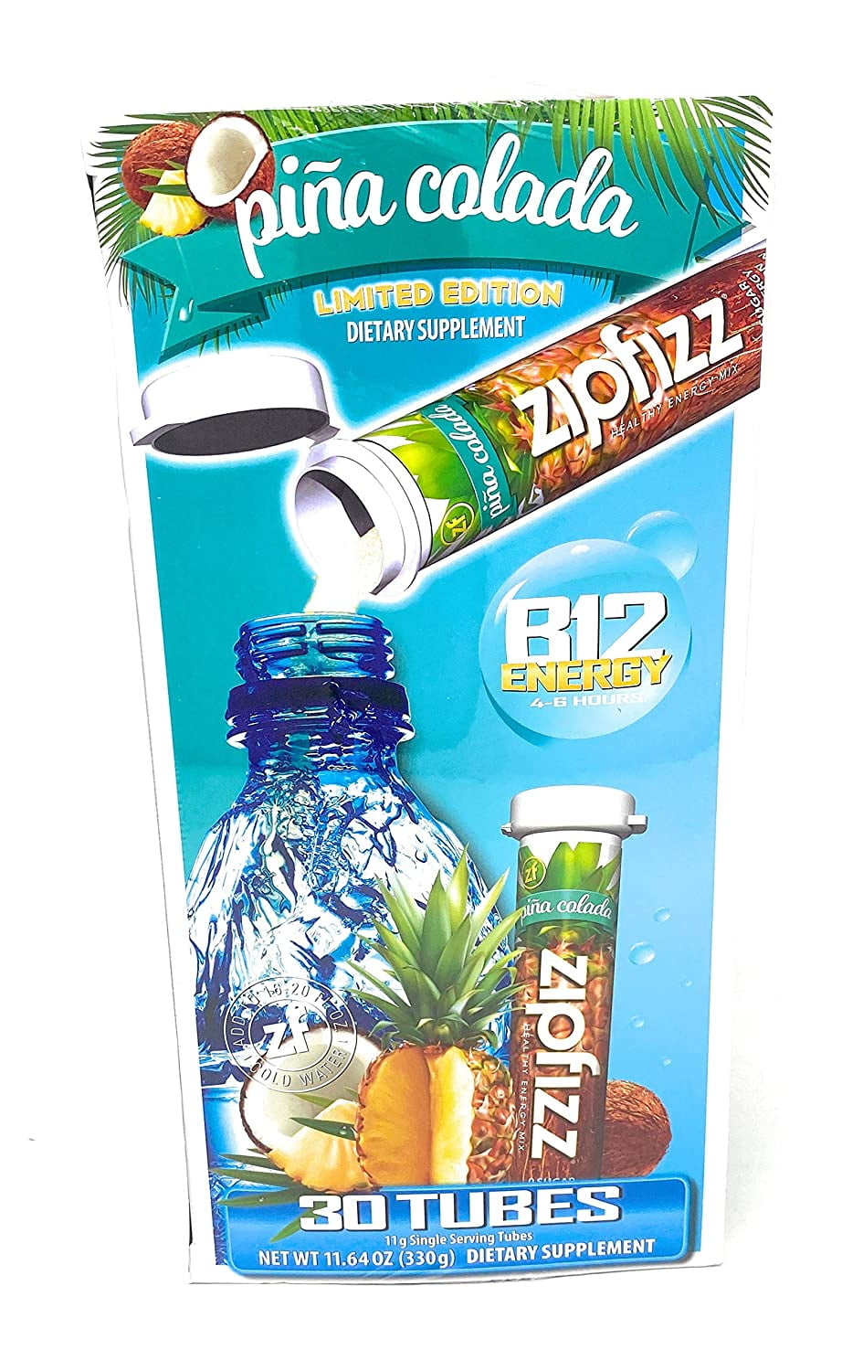 Zipfizz Limited Edition Pina Colada Healthy Energy Drink Mix (30 Tubes)