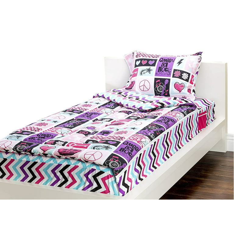 Zipit Bedding Sheet-And-Blanket Bedding Set Side-Storage Pockets Super Soft  Quilting Rock Princess Pink Twin 