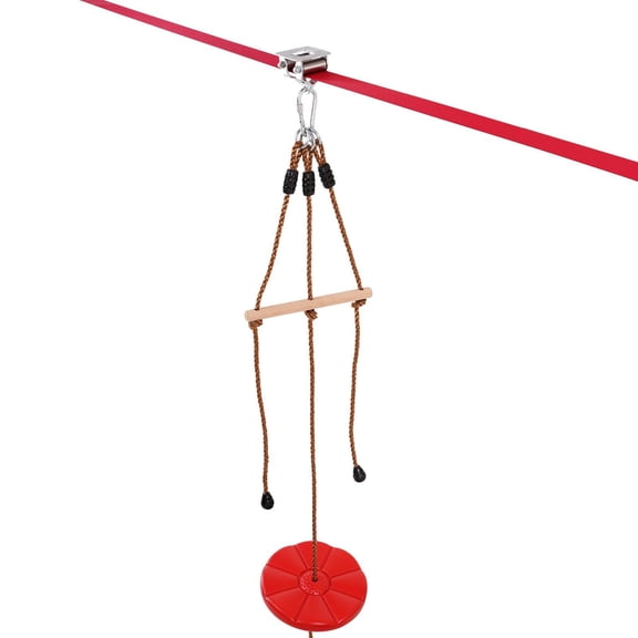 Zipline Kit for Kids and Adults 65 ft 500 lb Capacity Backyard Outdoor Quick Setup with Safety Harness Seat and Handlebar