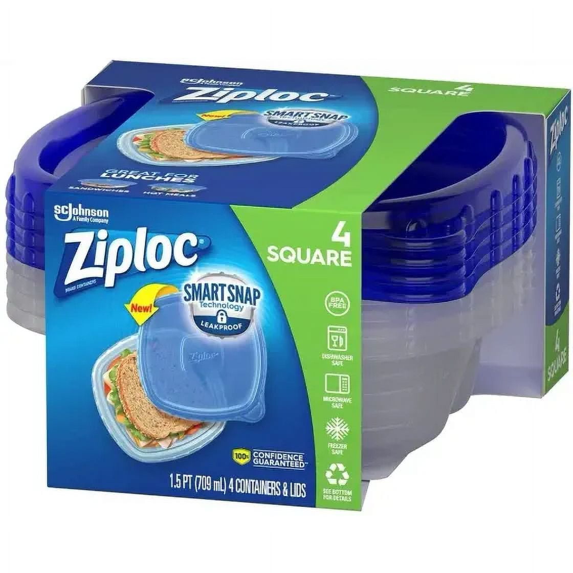 Ziploc 00834 Ziploc Container Small Square 24 Ounces