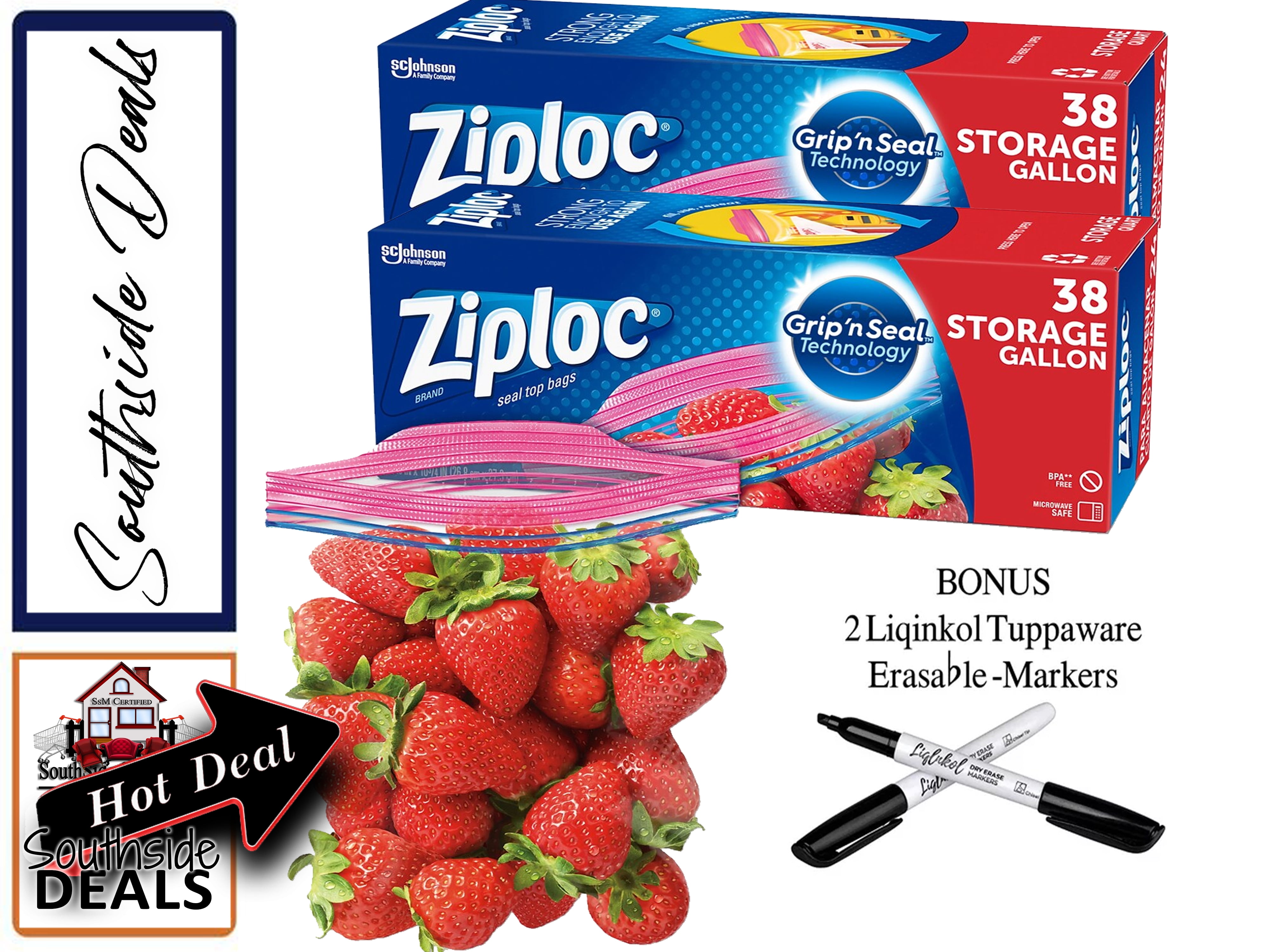 Ziploc Holiday Gallon Storage Bags 38 Ct., Food Storage & Plastic Wrap, Household