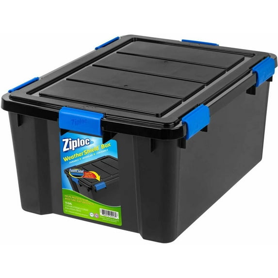 Ziploc 60 Qt. Weathershield Heavy-Duty Plastic Storage Box,1 count, Black