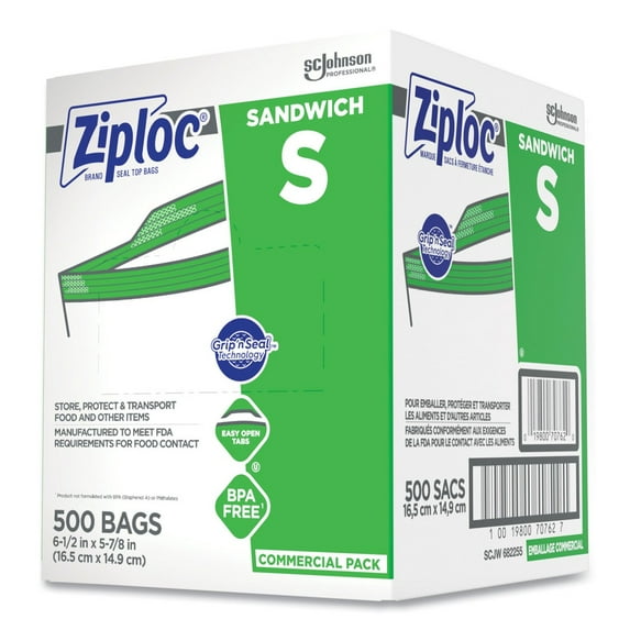 Ziploc 682255 Ziploc Resealable Sandwich Bags (500/Carton)