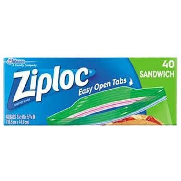 Ziploc Sandwich Bag Slider Zipper - 40 Count, Clear