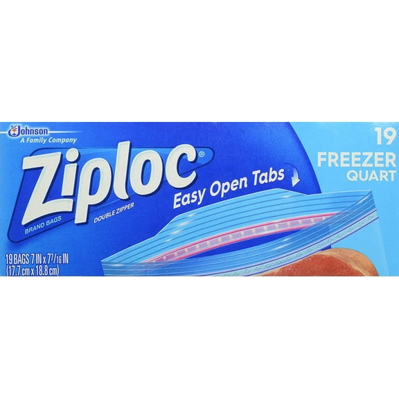 SC Johnson Ziploc Freezer Bags Quart Size Slider Zipper - Freezer Storage - Pack of 12, 19 Ct