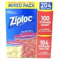 thumbnail image 1 of Ziploc Bags Gallon & Quart Double Zipper Variety Pack (Total Of 204 All Purpose Storage Bags) Packaging May Vary, 1 of 3