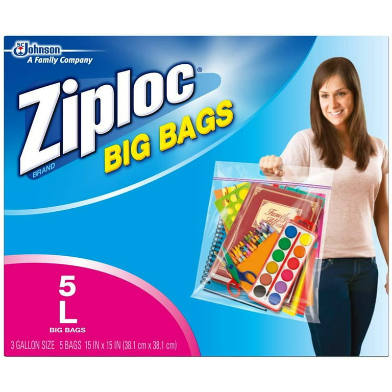 Ziploc Big Bag Double Zipper, Large, 5 Count