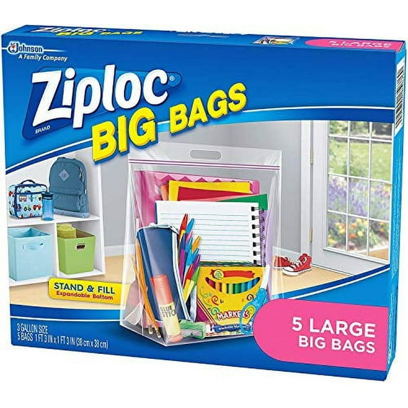 Ziploc Big Bag Large Double Zipper - 5 Ct - 2 Pk