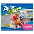thumbnail image 1 of Ziploc® Big Bags, X-Large, Secure Double Zipper, 4 ct, Expandable Bottom, Heavy-Duty Plastic, Built-In Handles, Flexible Shape to Fit Where Storage Boxes Can't, 1 of 8