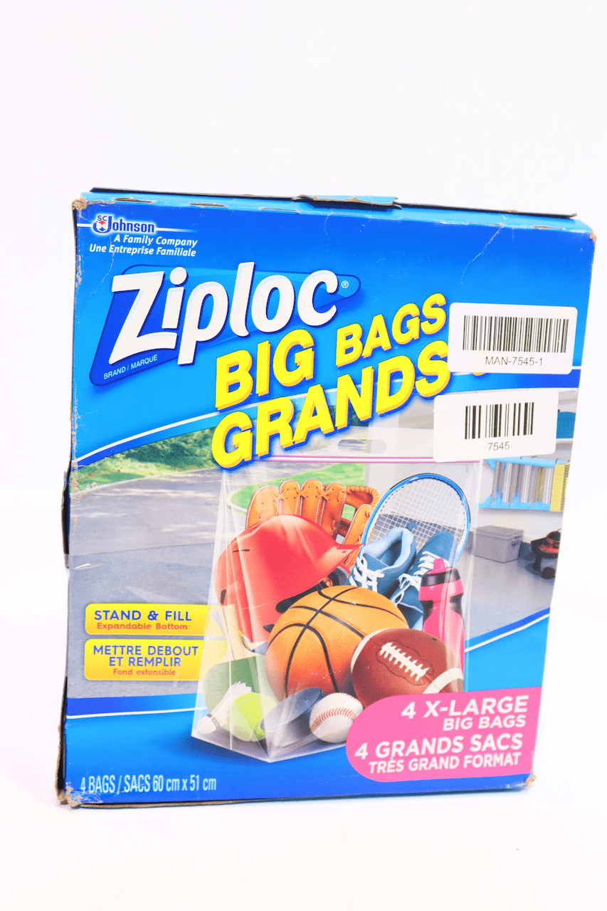 Ziploc® Big Bags, XLarge, Secure Double Zipper, 4 ct, Expandable