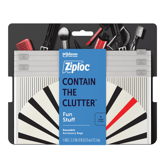 Ziploc® Brand Chic Collection™ Fun Stuff Accessory Bags, Reusable, 5 Bags