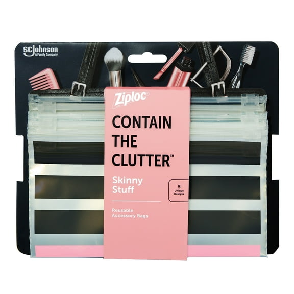 Ziploc Brand Chic Collection Skinny Stuff Accessory Bags, (5 Bags)