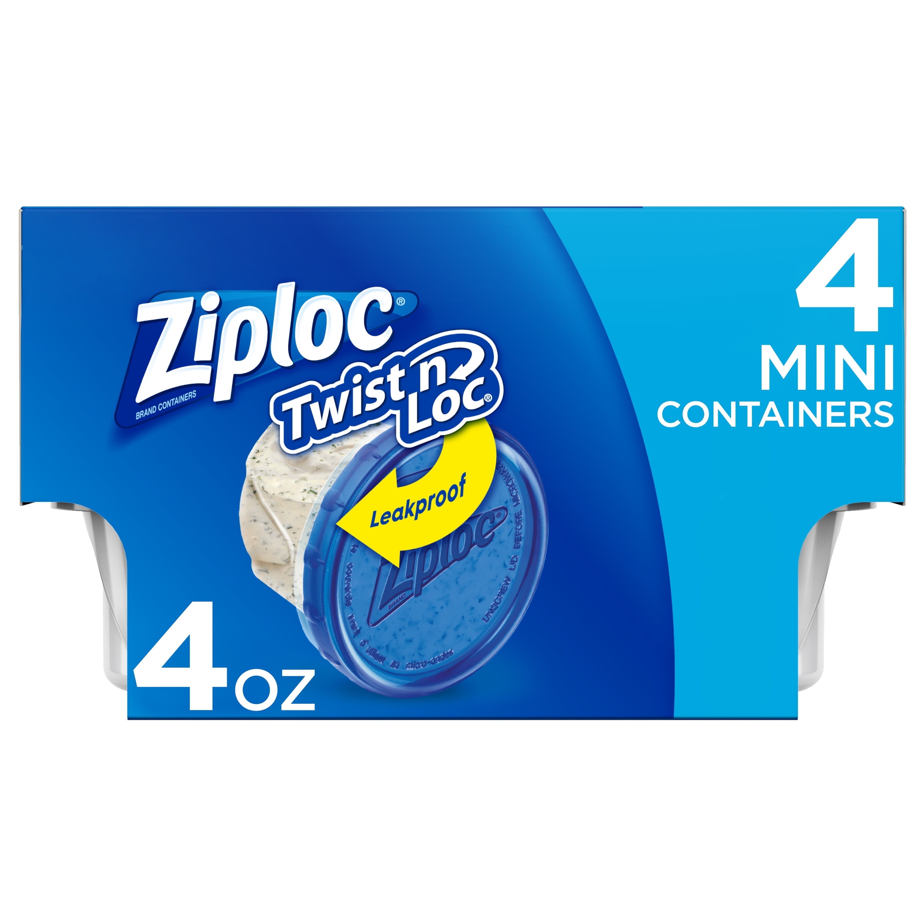 Ziploc Brand, Food Storage Containers with Lids, Twist 'n Loc, Mini Round, 4 ct