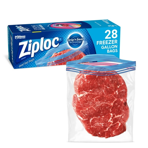 Ziploc Brand Freezer Bags with Grip 'n Seal Technology, Gallon, 28 Count