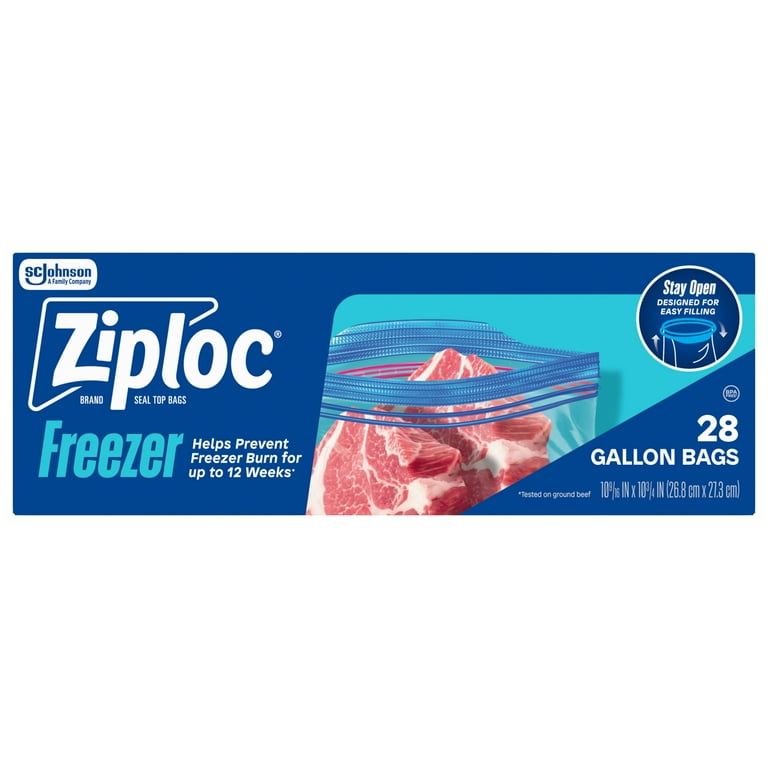 Ziploc® Brand Gallon Size Freezer Bags with Zipper Lock, 28 Count
