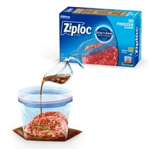 Ziploc® Brand Freezer Bags, Quart Food Storage Bags, with Stay OpenTechnology, 50 Count