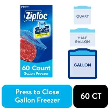 Ziploc Brand Freezer Bags, School Supplies, with Grip 'n Seal Technology, Gallon, 60 Count