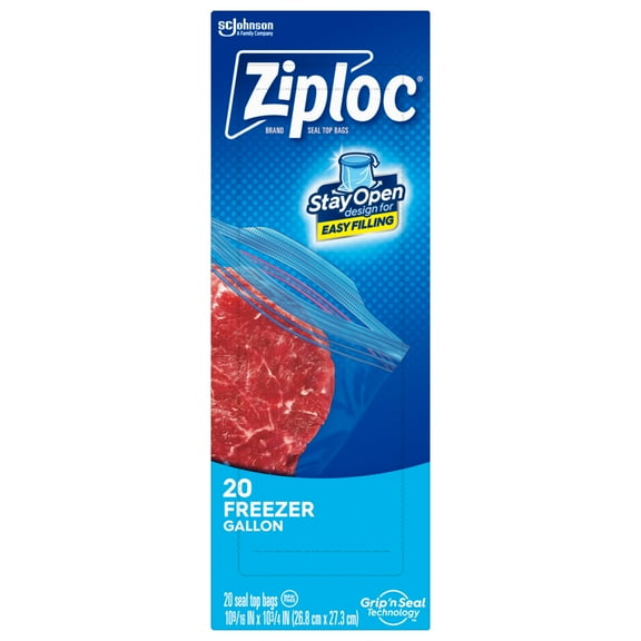 Ziploc Brand Freezer Bags, School Supplies, with Grip 'n Seal Technology, Gallon, 20 Count