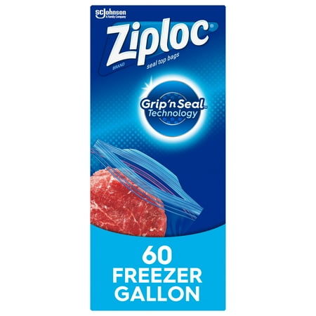 product image of Ziploc® Brand Freezer Bags with Grip 'n Seal Technology, Gallon, 60 Count