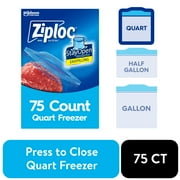 Ziploc Brand Freezer Bags, with Grip 'n Seal Technology, Quart, 75 Count