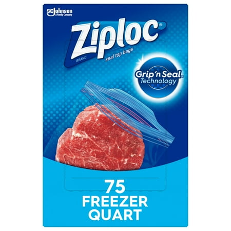 product image of Ziploc® Brand Freezer Bags with Grip 'n Seal Technology, Quart, 75 Count