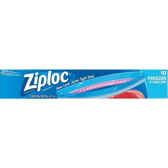 Ziploc® Brand Freezer Gallon Bags, Large Food Storage Bags, Zipper, 10 Count