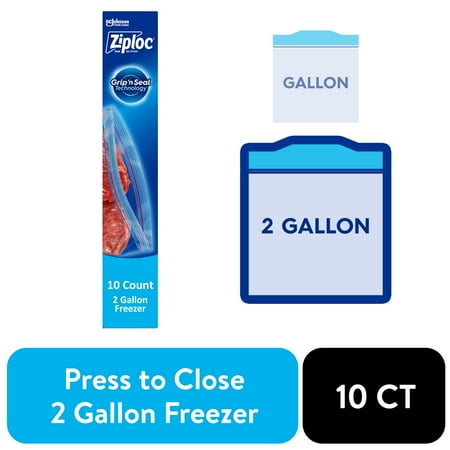 Ziploc® Brand Freezer Gallon Bags, Large Food Storage Bags, 10 Count