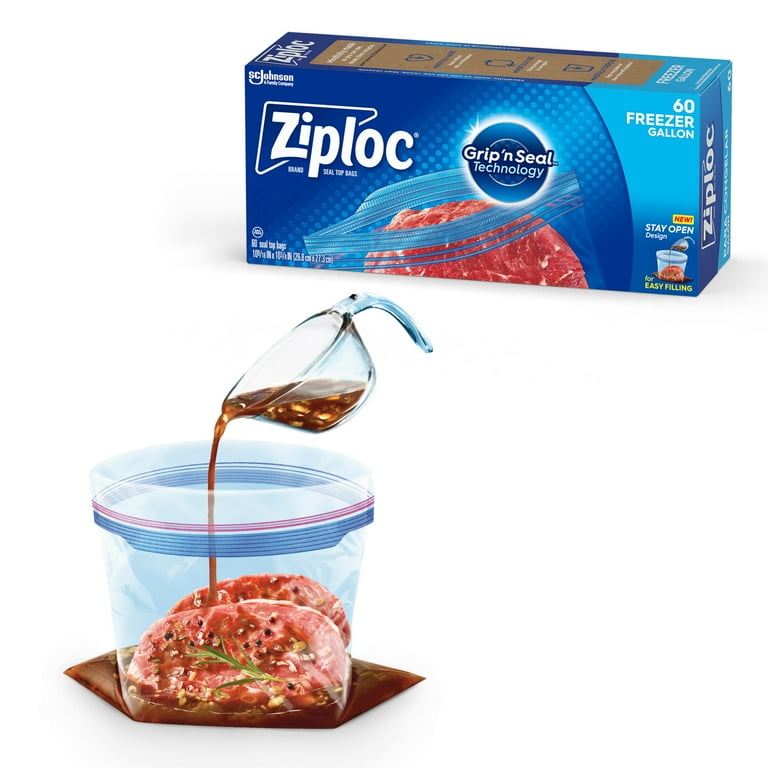 Ziploc® Brand Gallon Freezer Bags,with Stay Open Technology, 60 Count -  Walmart.com