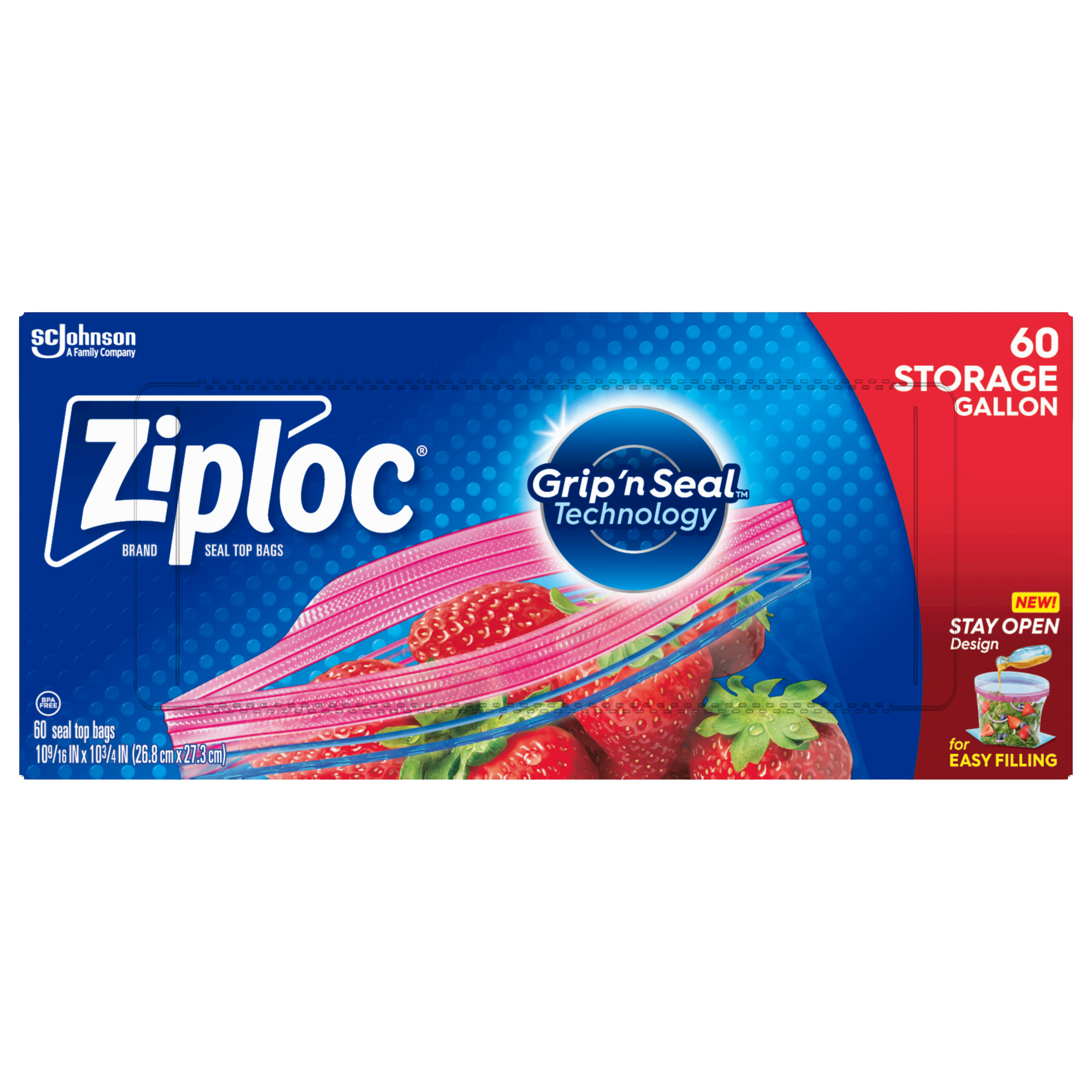 Ziploc® Brand Gallon Storage Bags with Stay Open Technology, 60 Count - image 1 of 19