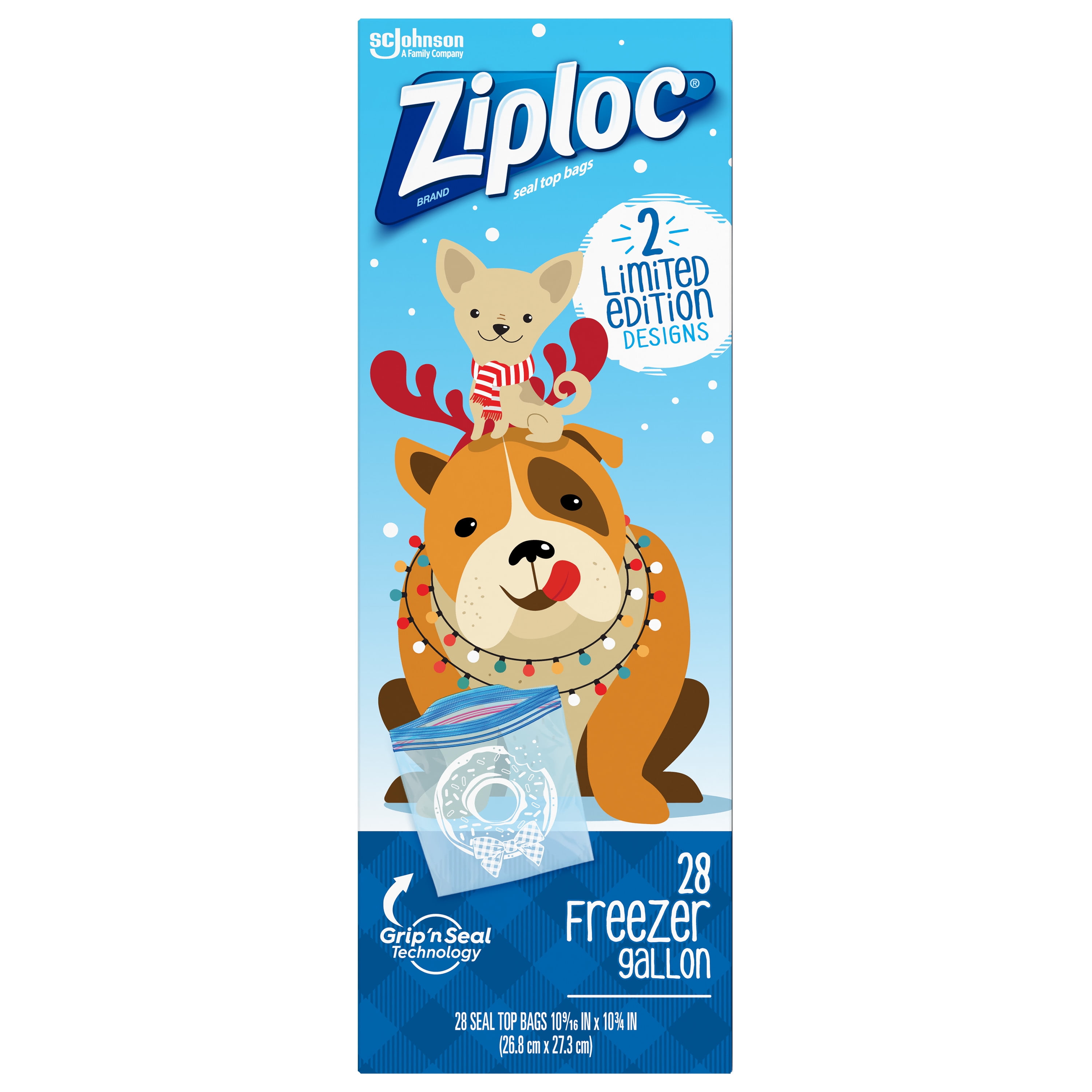 Ziploc Brand Holiday Freezer Gallon Bags, 28 Count 