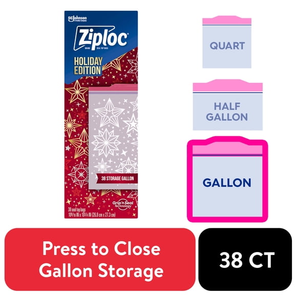 Ziploc Brand Storage Bags with Grip 'n Seal Technology, Gallon, 38 Count