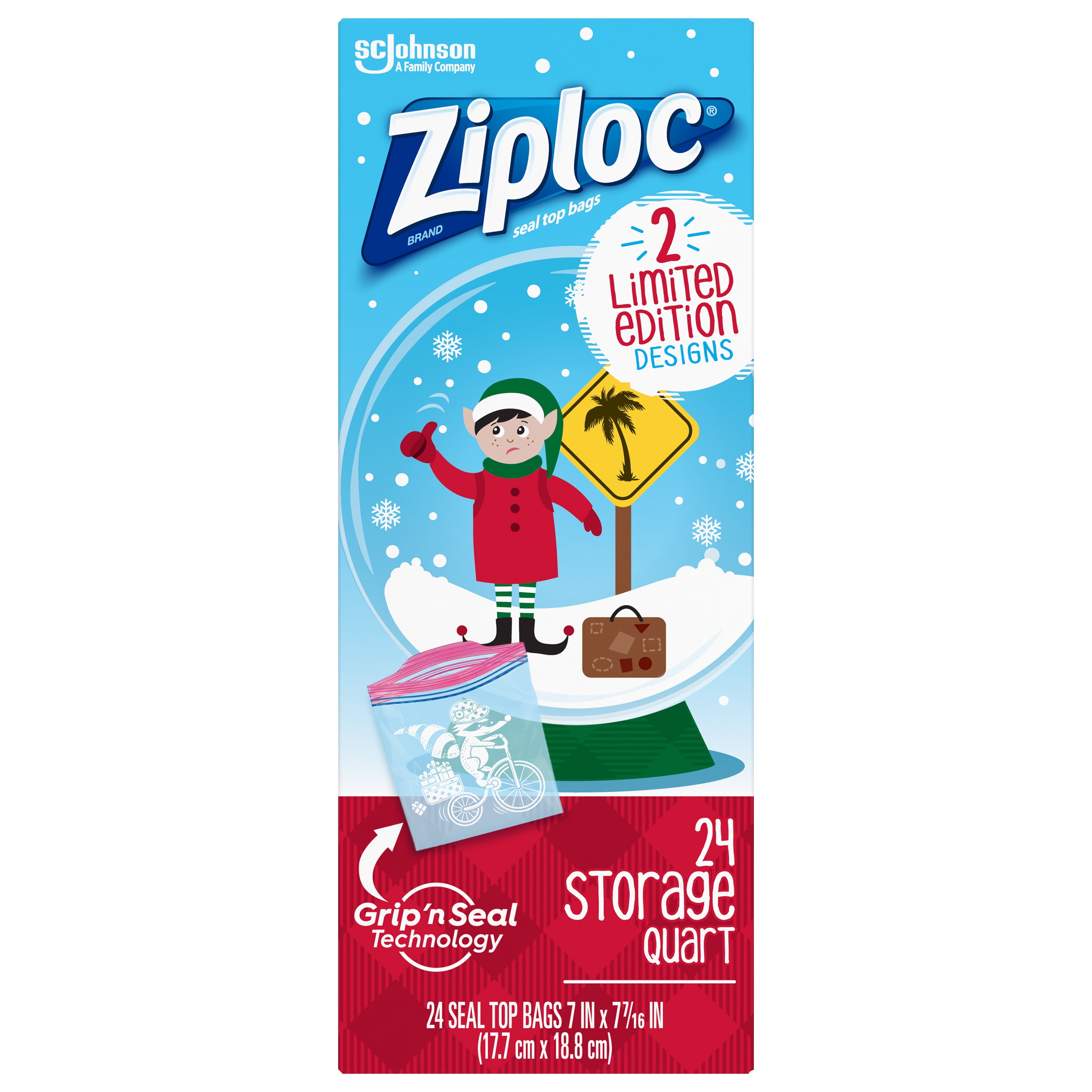Ziploc Food Storage Bags Quart Size Grip 'n Seal - 24 Ct - Pack of 2