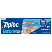 Ziploc Brand Pint Freezer Bags, School Supplies, with Grip 'n Seal Technology, 20 Count