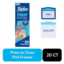 Ziploc Brand Pint Freezer Bags, School Supplies, with Grip 'n Seal Technology, 20 Count