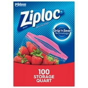Ziploc® Brand Quart Storage Bags with Stay Open Technology, 100 Count