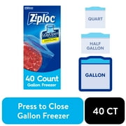 Ziploc Brand Slider Gallon Freezer Bags, School Supplies, with Power Shield Technology, 40 Count