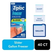 Ziploc Brand Slider Gallon Freezer Bags, School Supplies, with Power Shield Technology, 40 Count