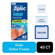 Ziploc Brand Slider Gallon Freezer Bags, School Supplies, with Power Shield Technology, 40 Count