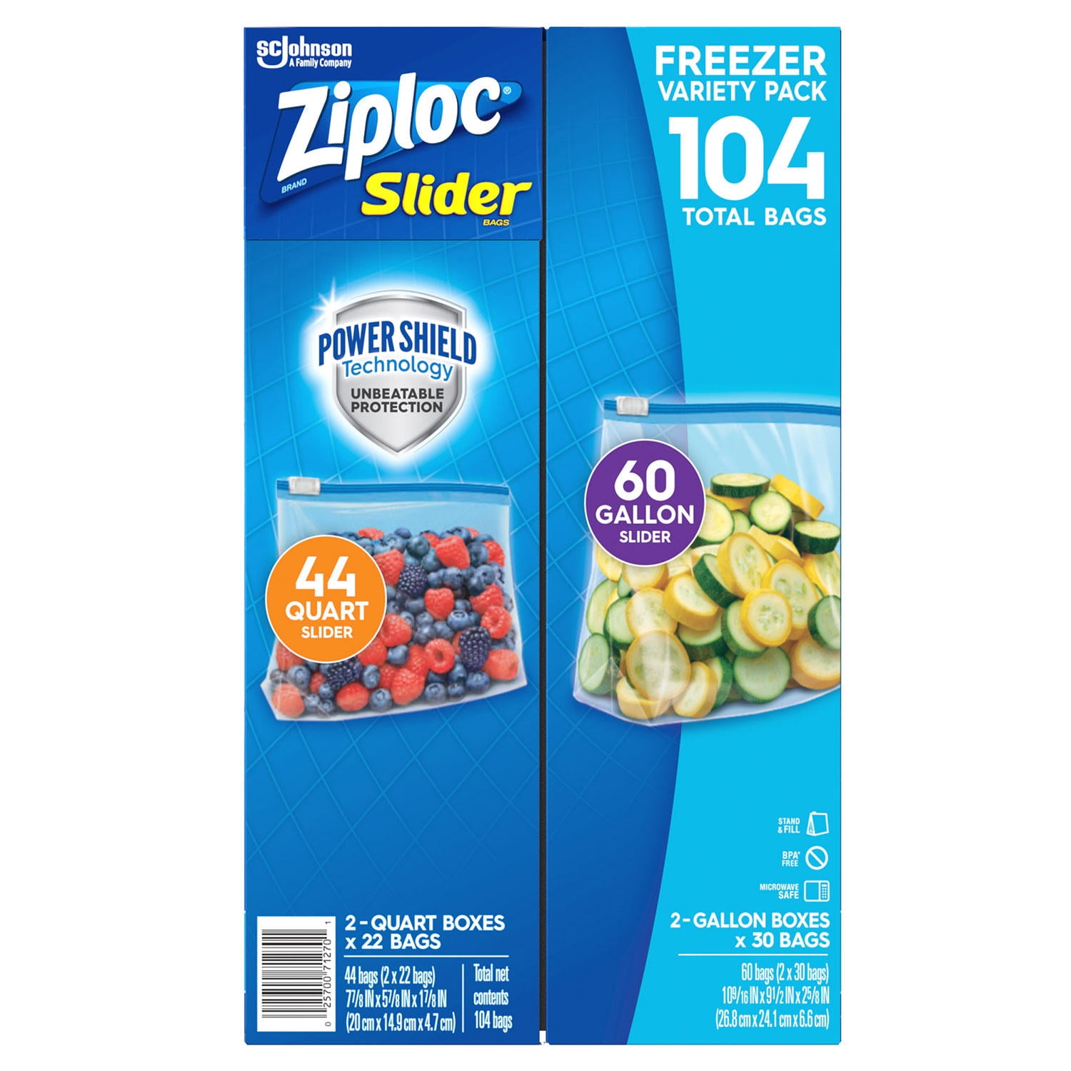 Ziploc - 2313 - Slider 1 gal. Clear Freezer Bag - 10/Pack-EJ