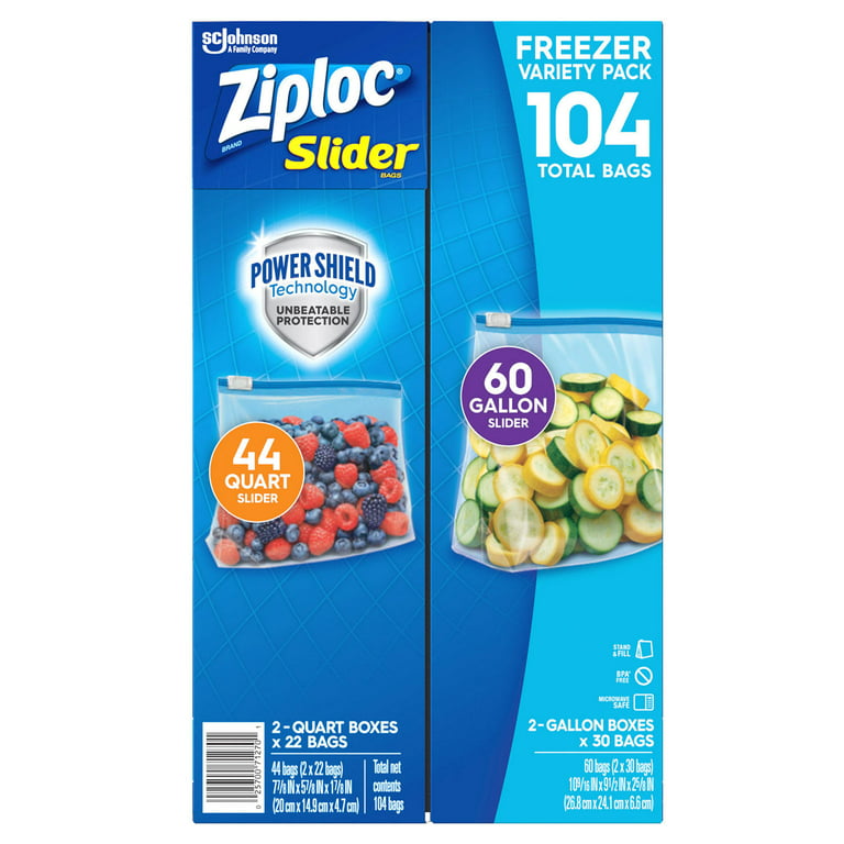Ziploc Slider Freezer Storage Bags Gallon Size - 10 Ct - Pack of 6