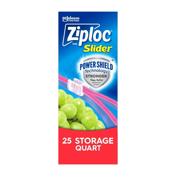 Ziploc® Brand Slider Quart Storage Bags with Power Shield Technology, 25 Count