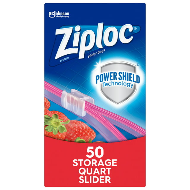 Ziploc® Brand Slider Quart Storage Bags with Power Shield Technology, 50 Count
