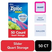 Ziploc Brand Slider Quart Storage Bags, School Supplies, with Power Shield Technology, 50 Count