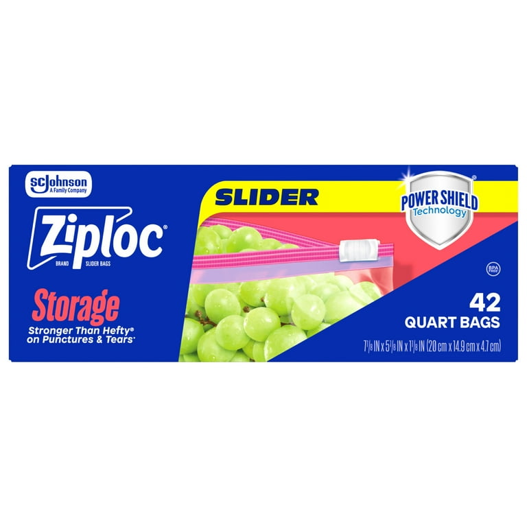 Ziploc® Brand Slider Quart Size Storage Bags, 42 Count - Walmart.com