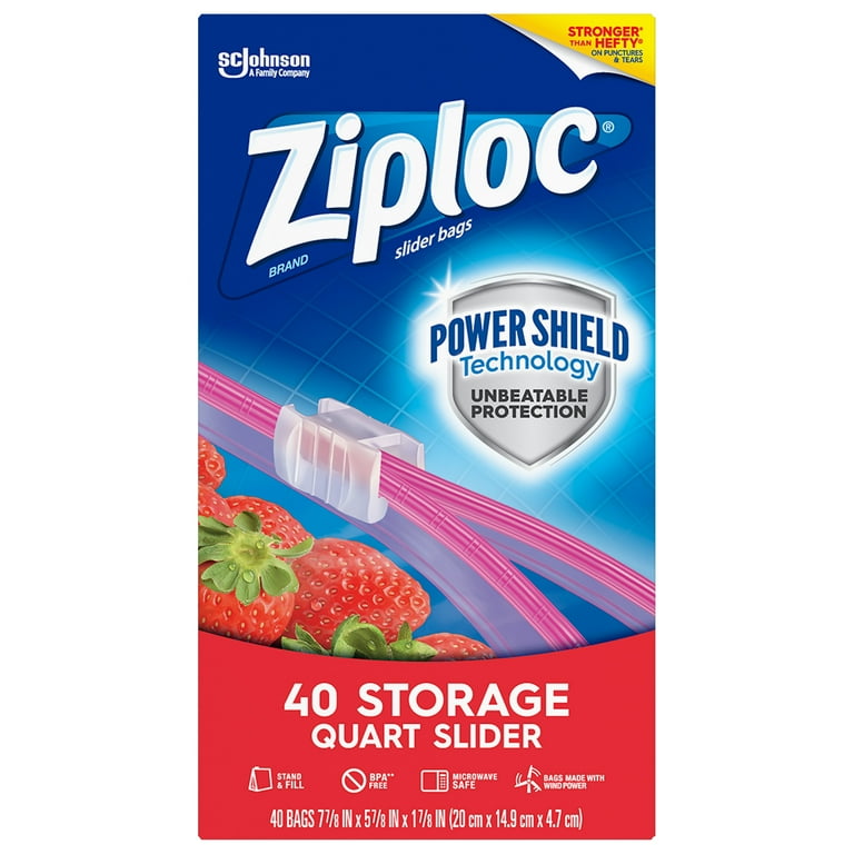 Ziploc Quart Food Storage Slider Bags, Power Shield Technology for More  Durability, 40 Count, Pack of 4 (160 Total Bags)