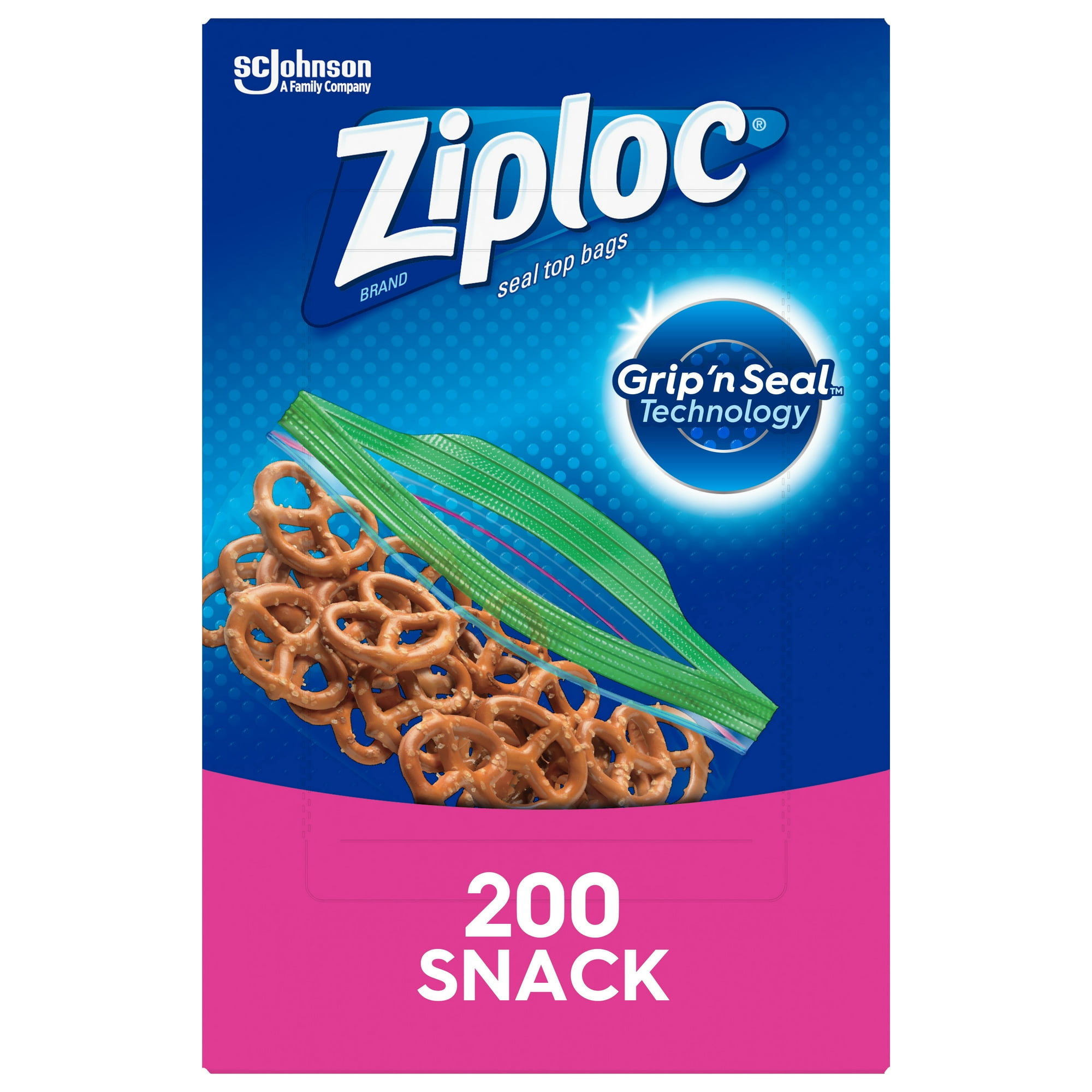 Ziploc® Brand Snack Bags with Grip ‘n Seal Technology, 200 Count
