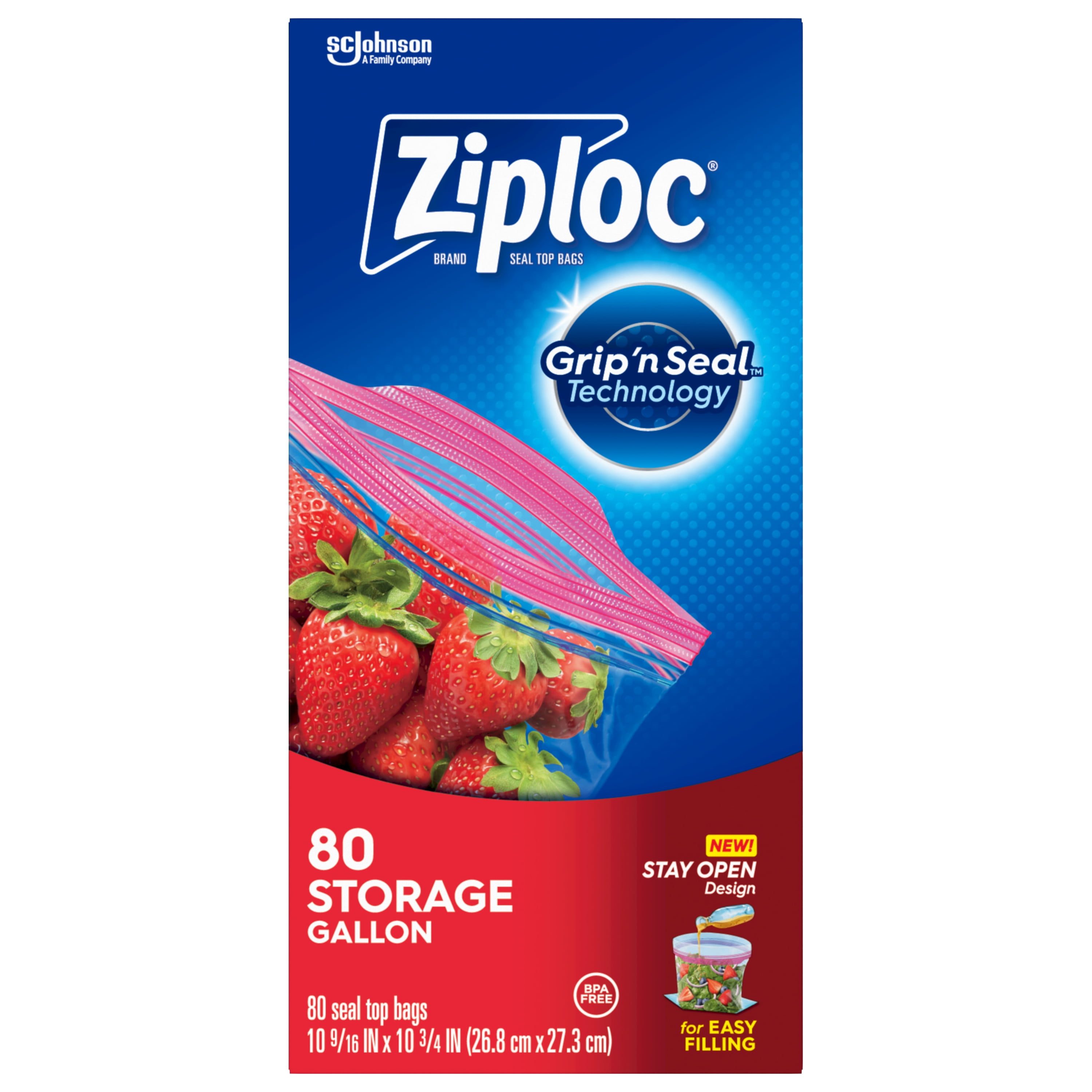 Ziploc, Storage Bags - Gallon Size, Count 1 - Zip Lock/Sandwich/Lunch Bags  / Grab Varieties & Flavors