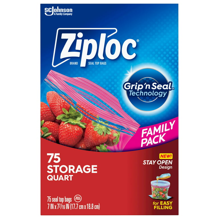  Ziploc Gallon Food Storage Freezer Bags, New Stay Open