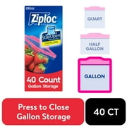 Ziploc Brand Storage Bags, School Supplies, with Grip 'n Seal Technology, Gallon, 40 Count