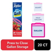 Ziploc Brand Storage Bags, School Supplies, with Grip 'n Seal Technology, Gallon, 20 Count